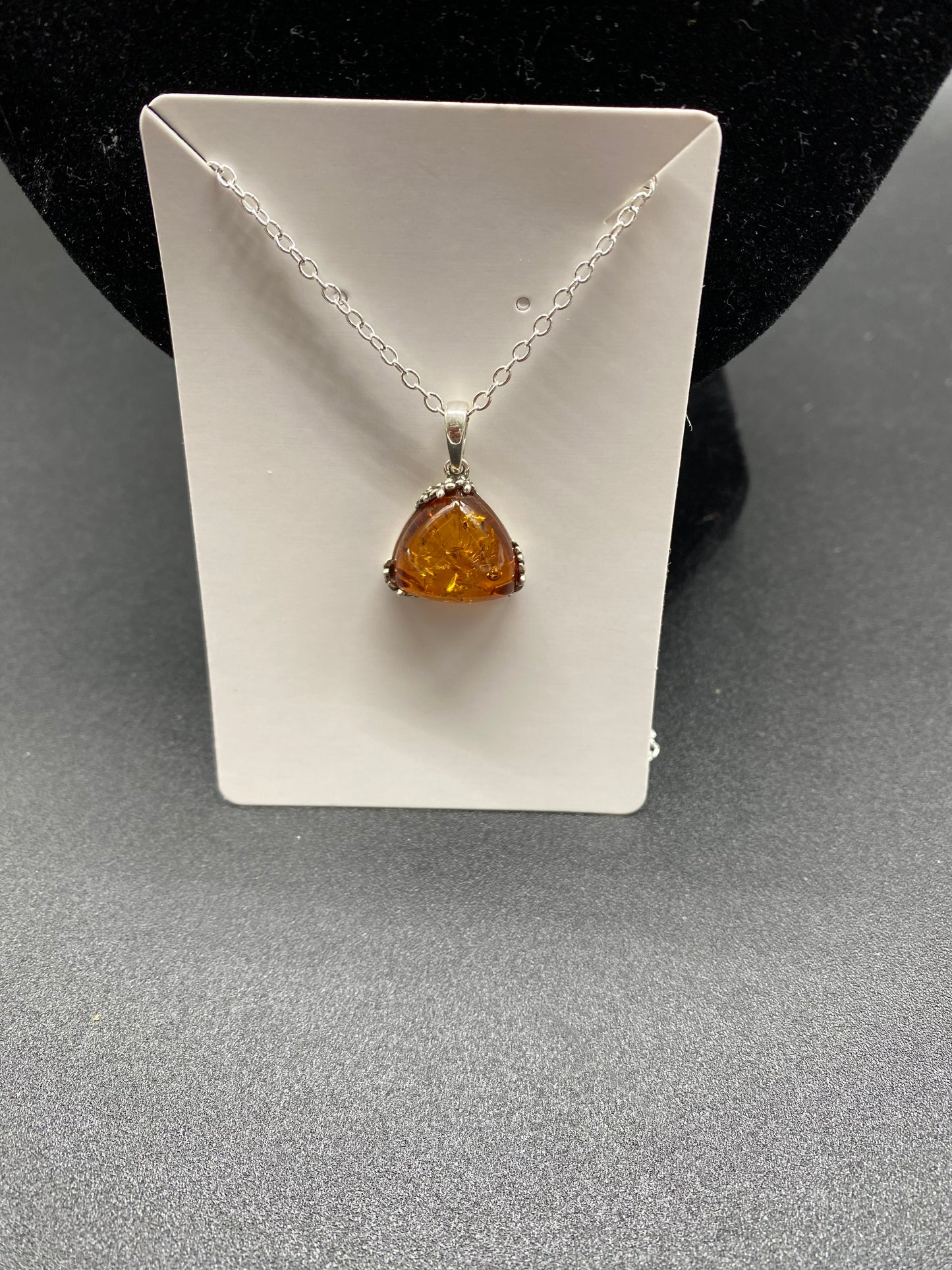 Cognac Baltic Amber Sterling Silver Necklace