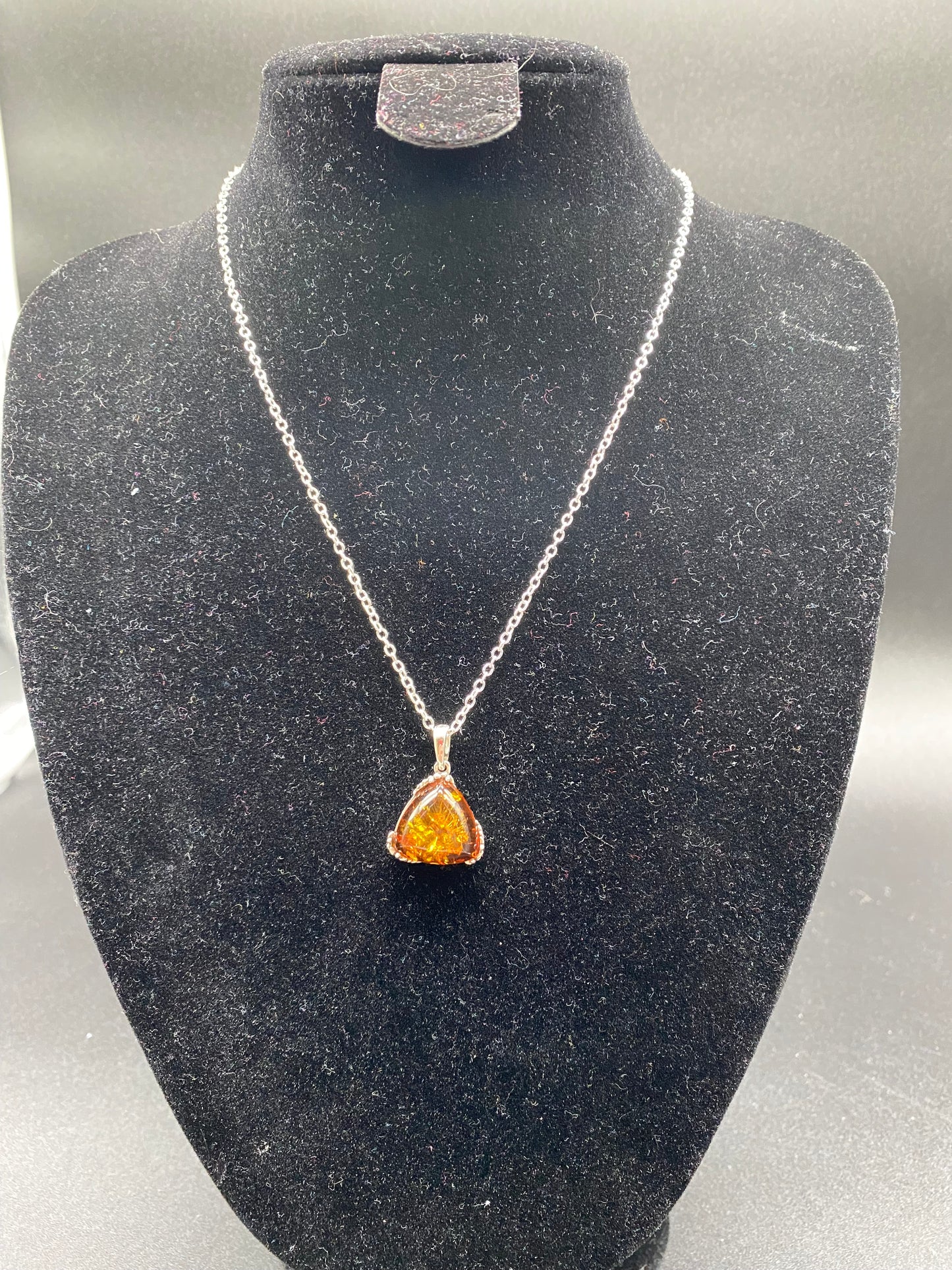 Cognac Baltic Amber Sterling Silver Necklace