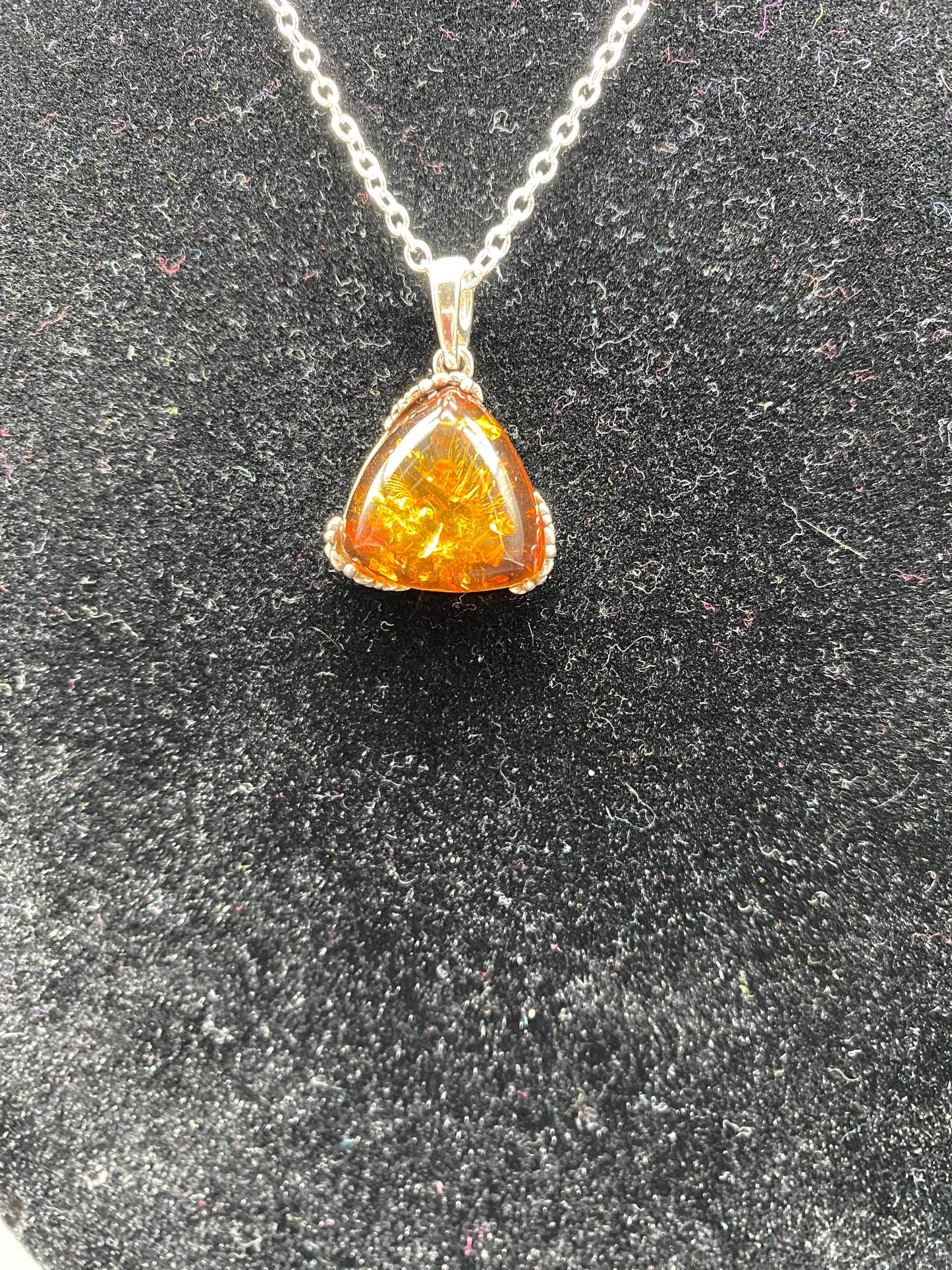 Cognac Baltic Amber Sterling Silver Necklace