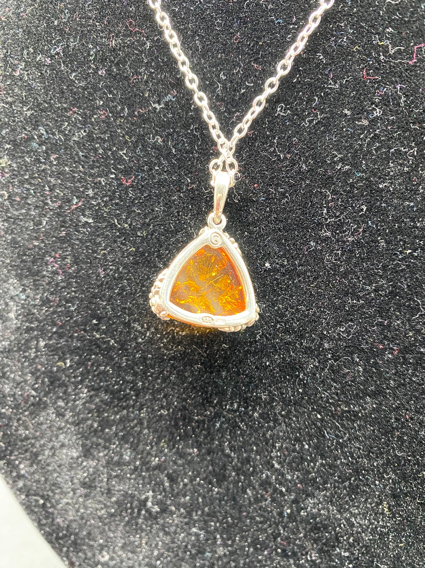 Cognac Baltic Amber Sterling Silver Necklace