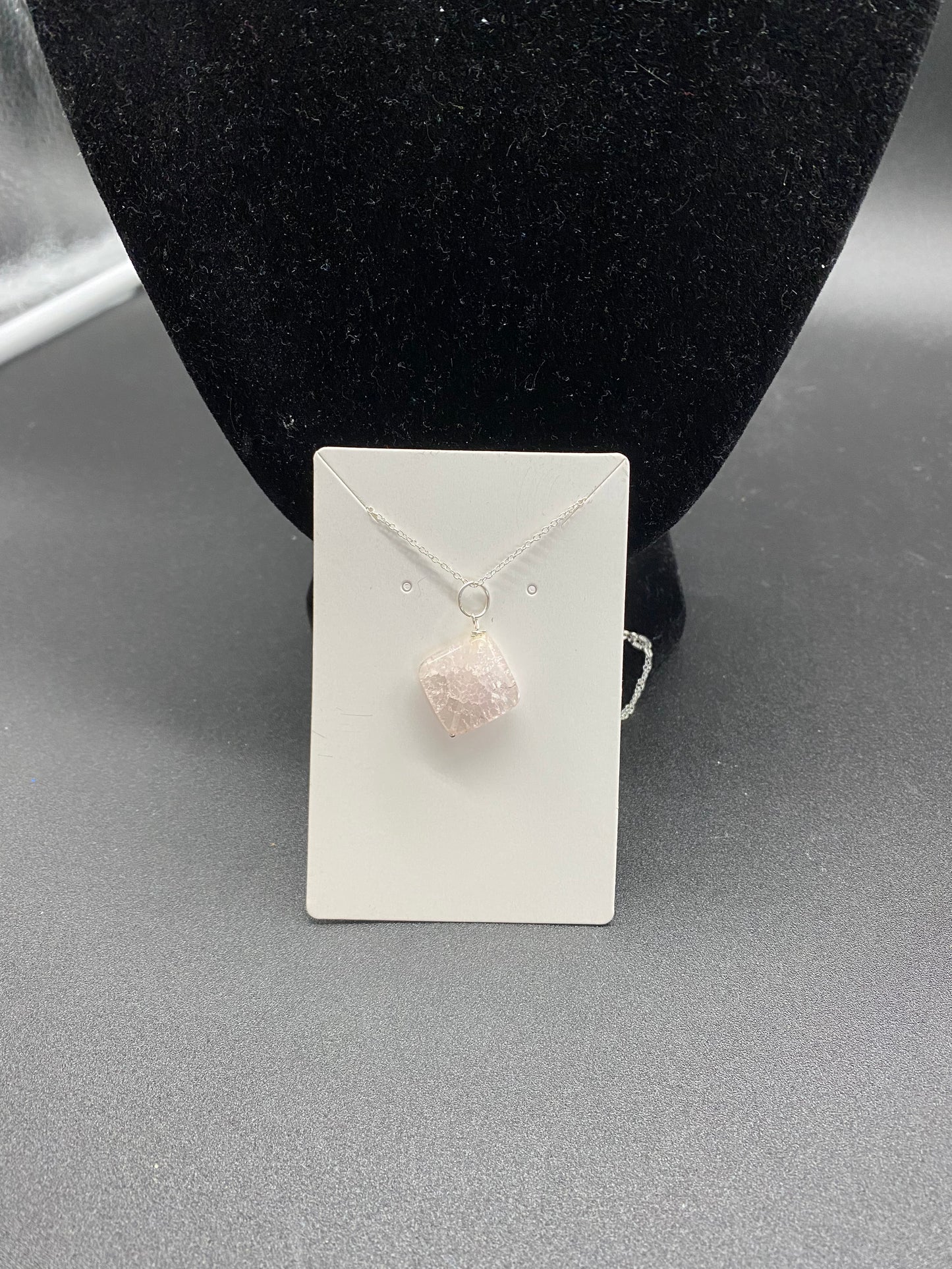 Pink Crackle Quartz Sterling Silver Necklace