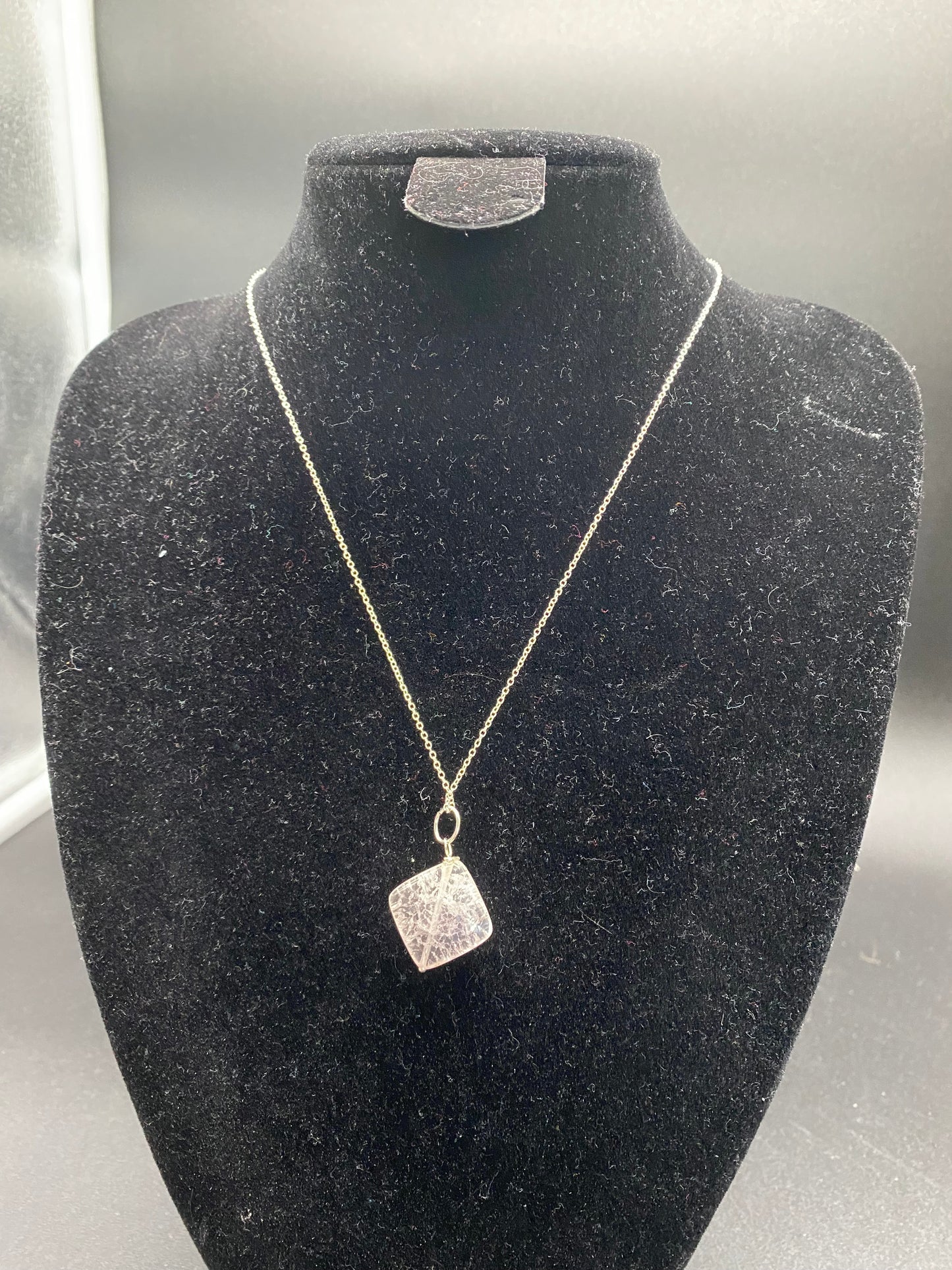 Pink Crackle Quartz Sterling Silver Necklace