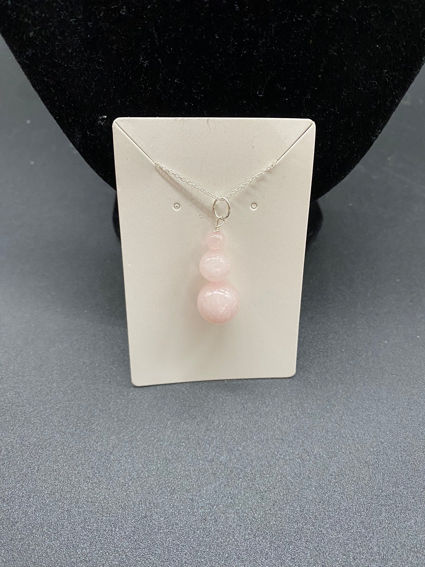 Graduated Rose Quartz Sterling Silver Necklace