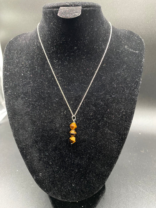 Faceted Tigers Eye Sterling Silver Necklace