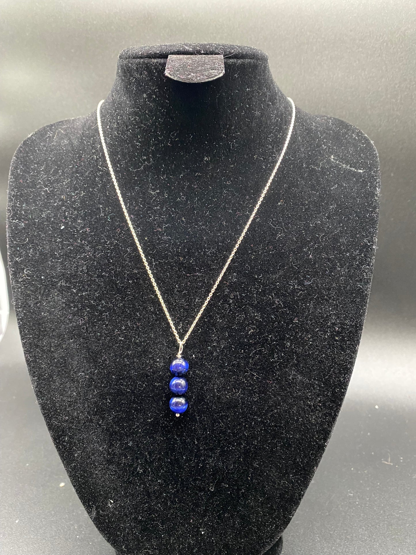 Blue Tigers Eye Sterling Silver Necklace