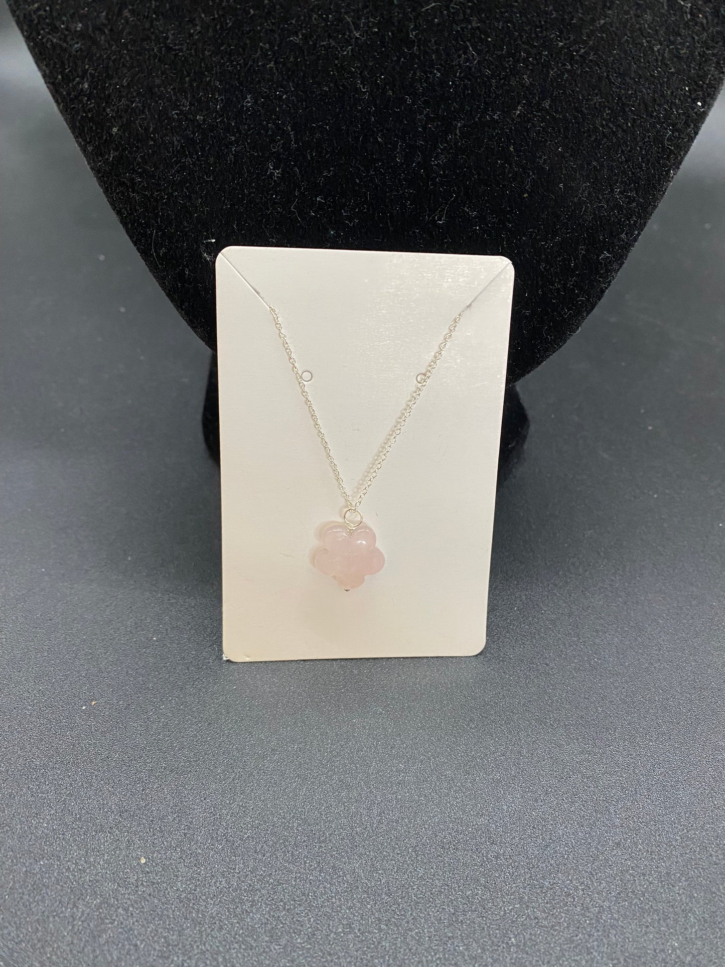 Rose Quartz Flower Sterling Silver Necklace