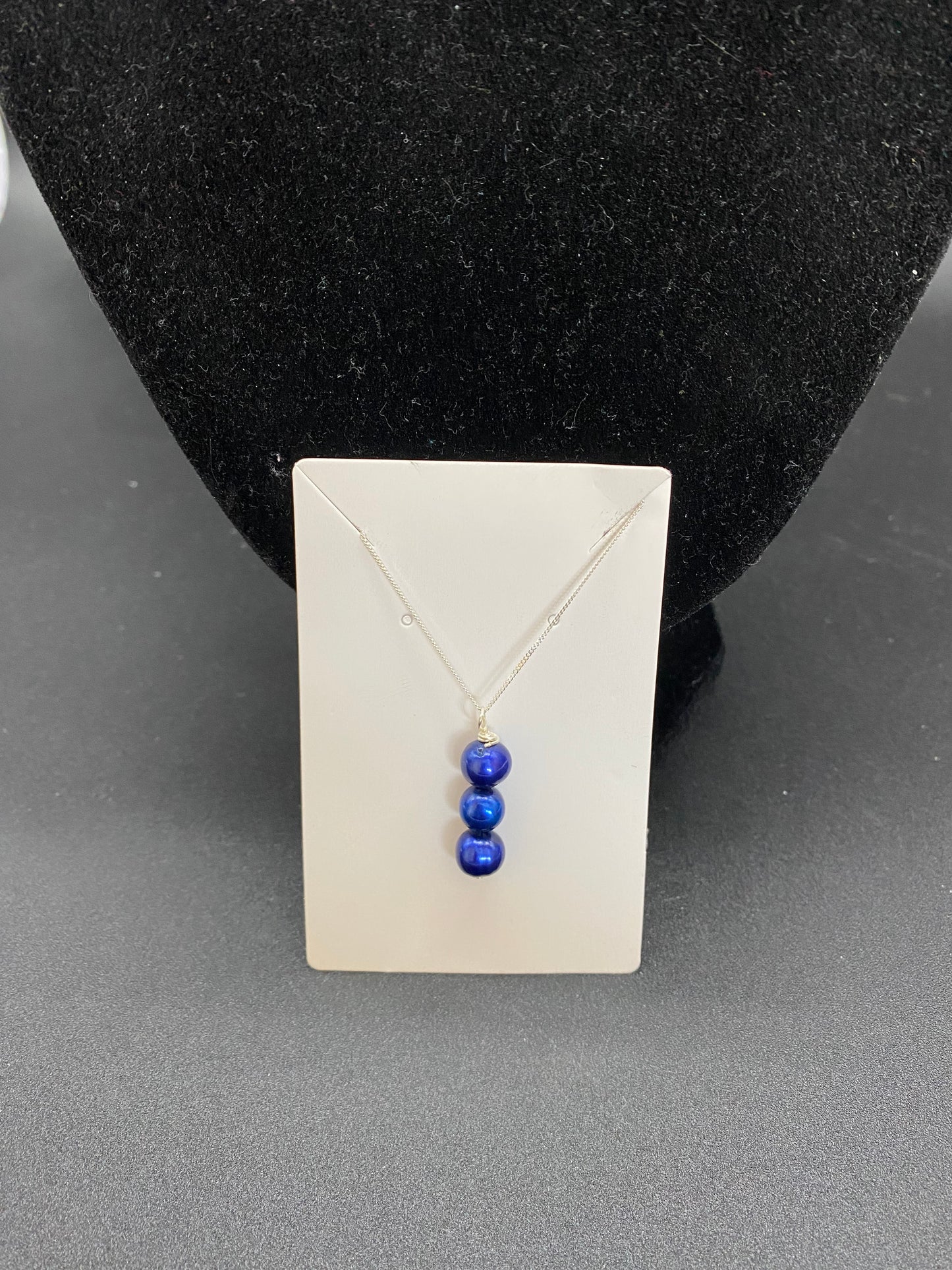 Blue Cultured Pearl Sterling Silver Necklace