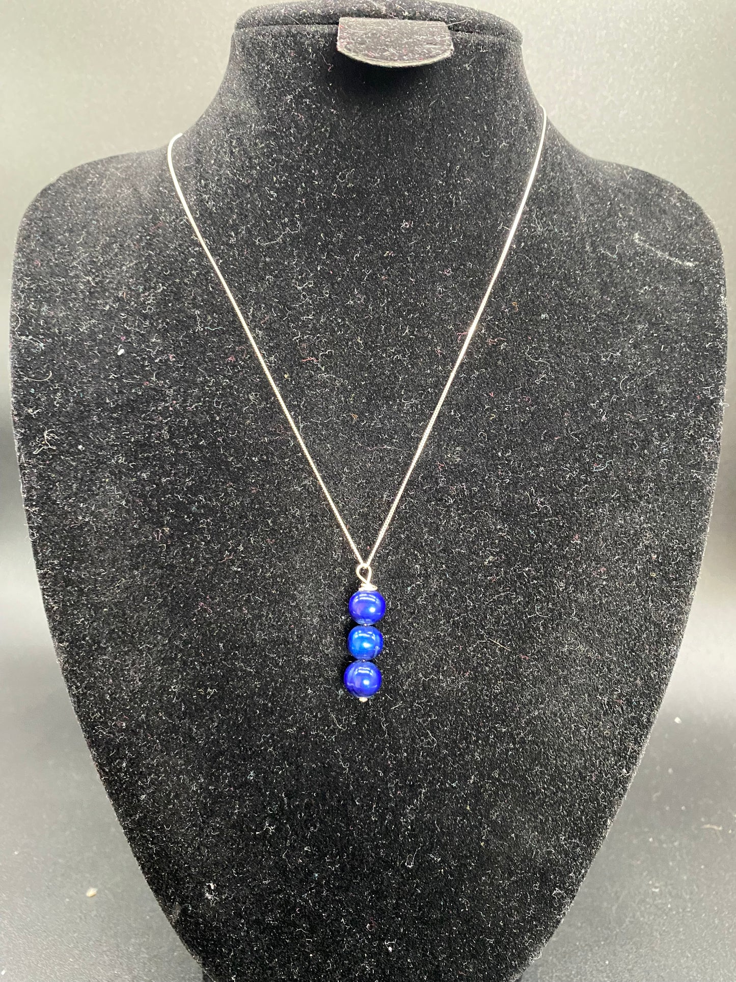 Blue Cultured Pearl Sterling Silver Necklace