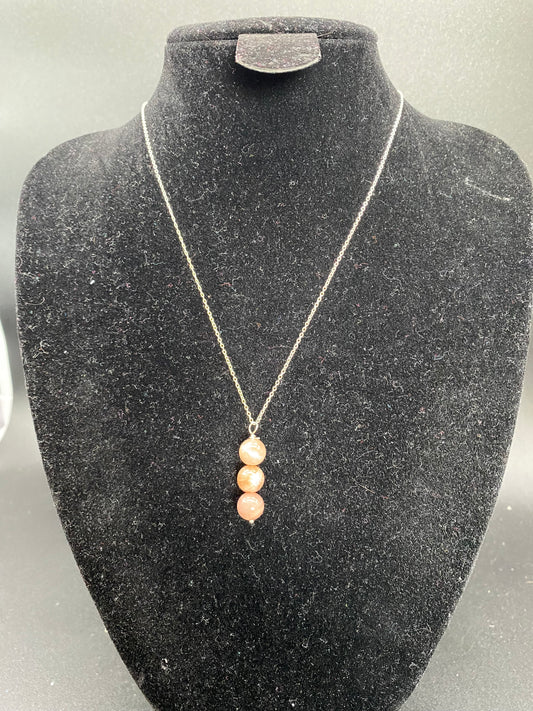 8mm Sunstone Sterling Silver Necklace