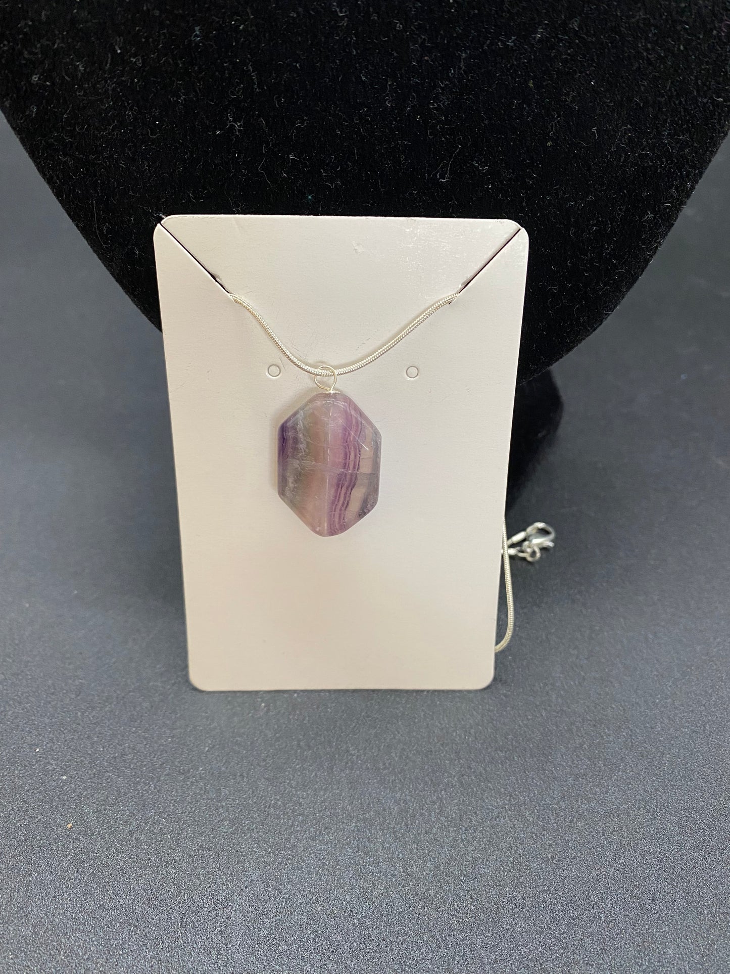 Fluorite Hexagon Sterling Silver Necklace