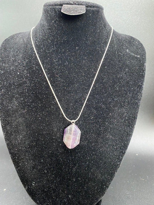 Fluorite Hexagon Sterling Silver Necklace