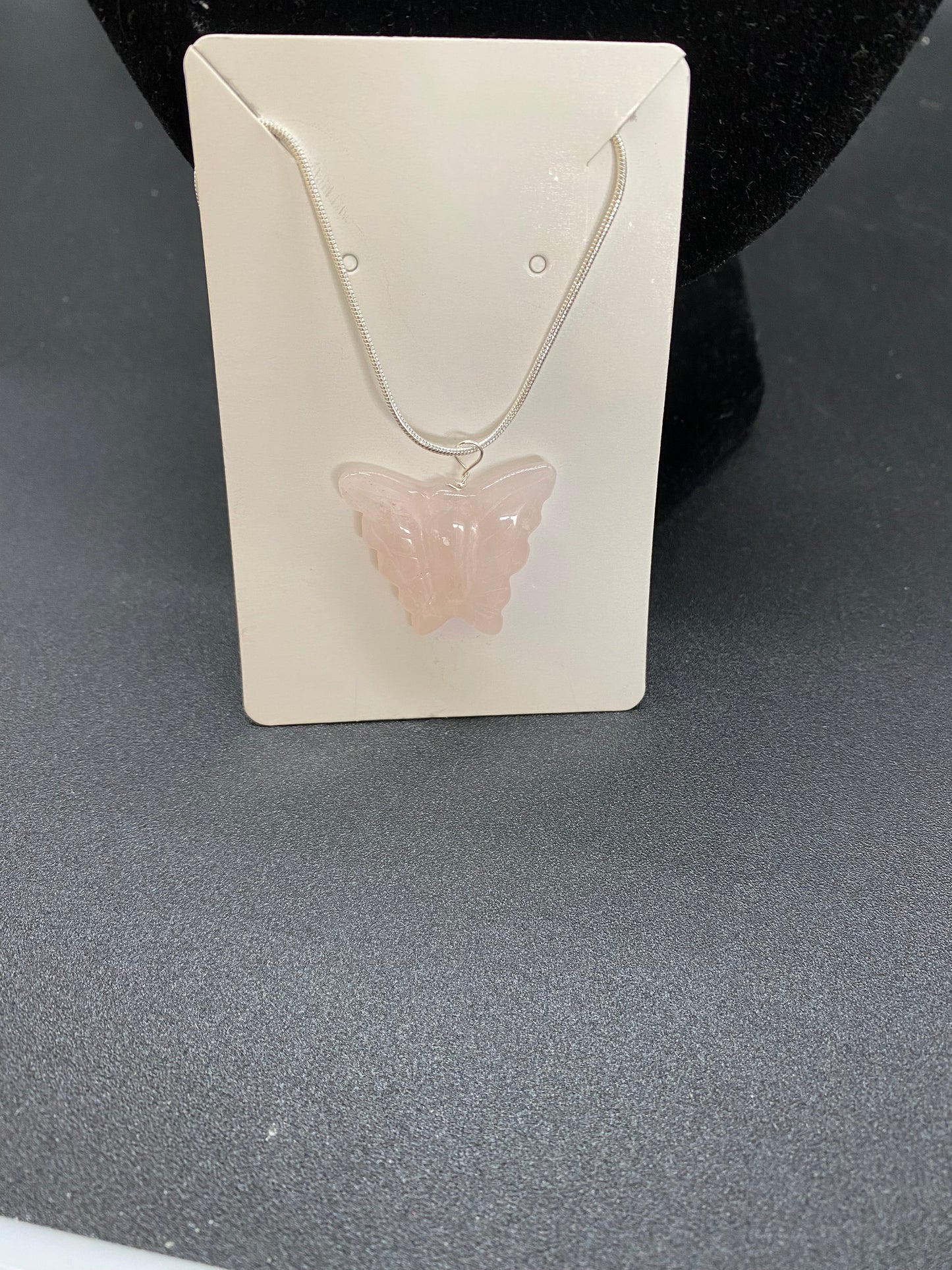 Rose Quartz Butterfly Sterling Silver Necklace