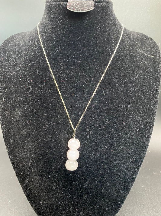 12mm Rose Quartz Sterling Silver Necklace