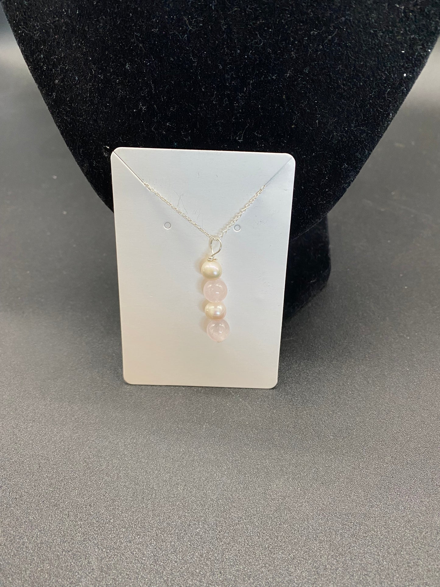 Rose Quartz & Cultured Pearl Sterling Silver Necklace