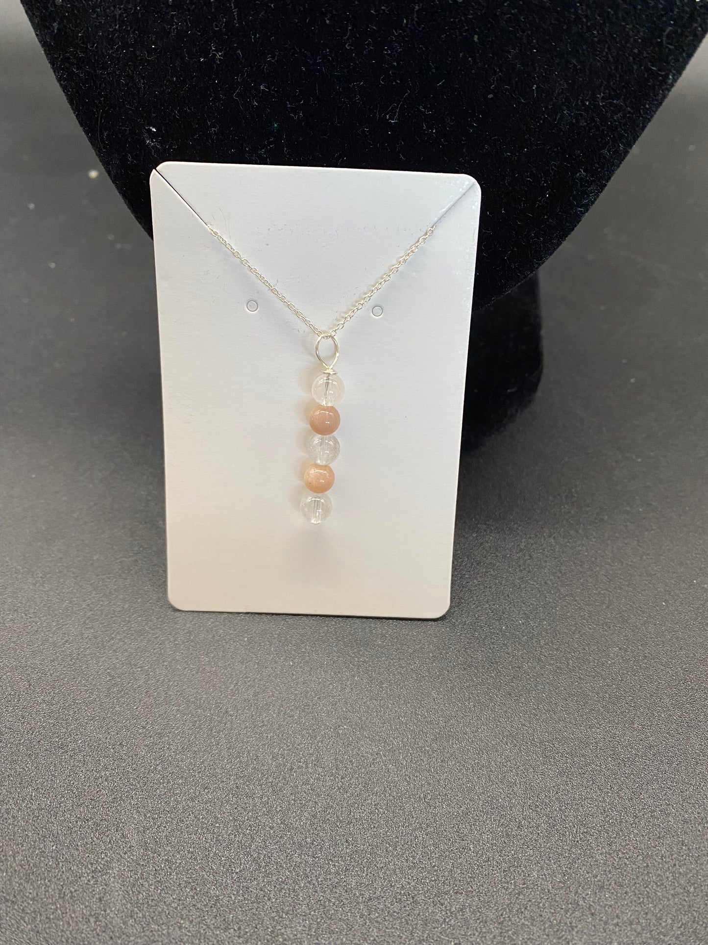 Sunstone & Clear Quartz Sterling Silver Necklace