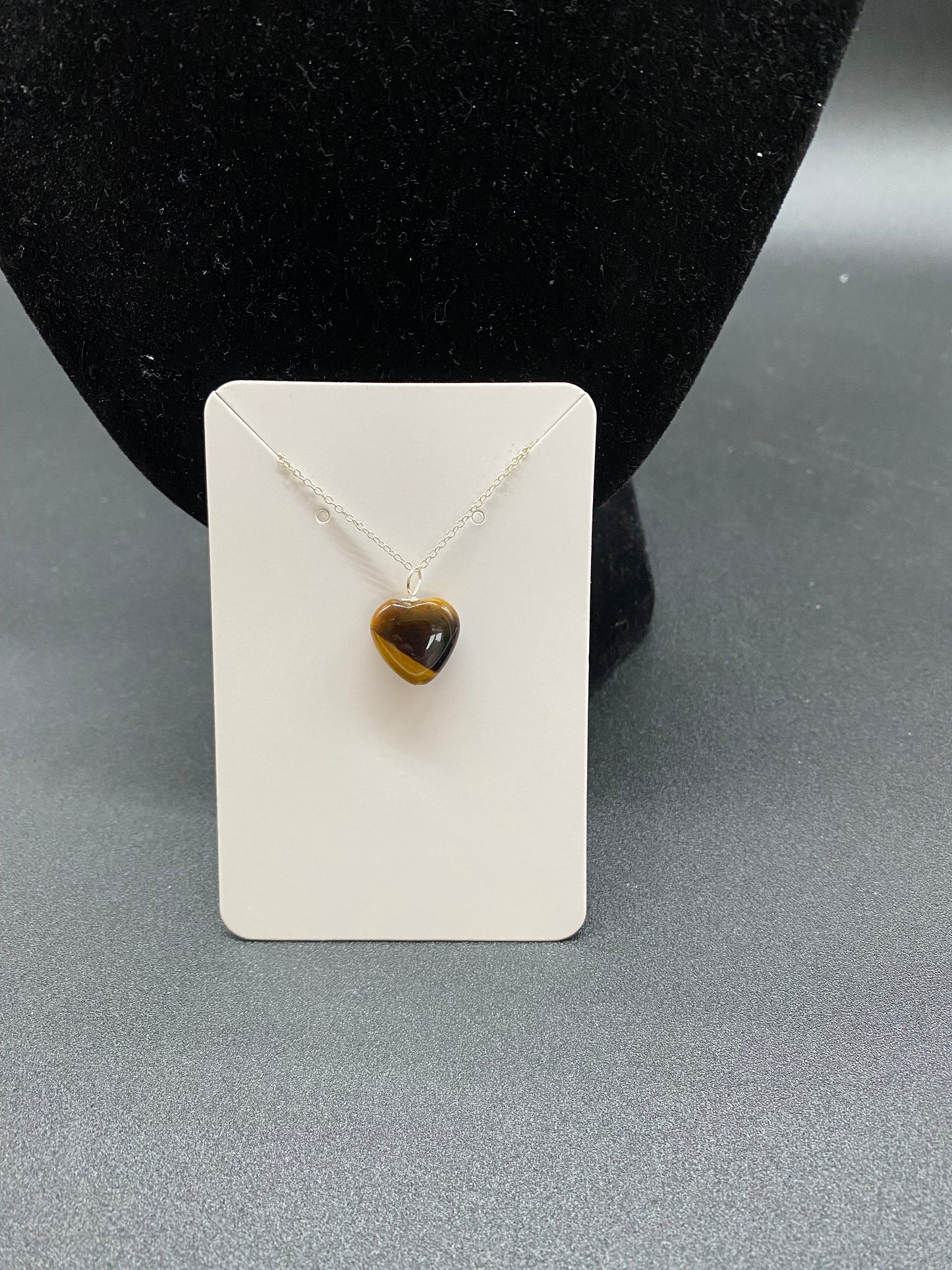 Tiger's Eye Heart Sterling Silver Necklace