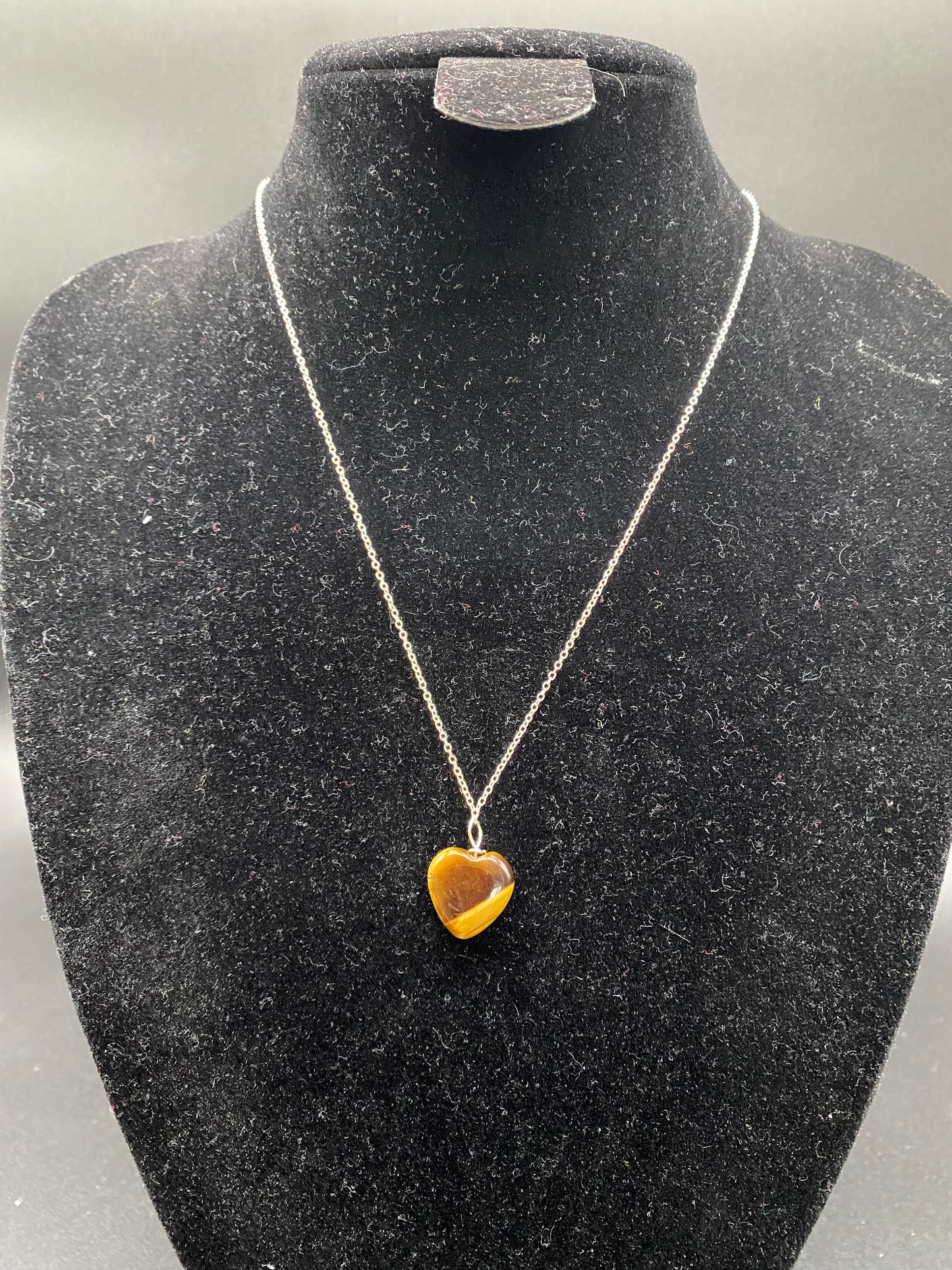 Tiger's Eye Heart Sterling Silver Necklace