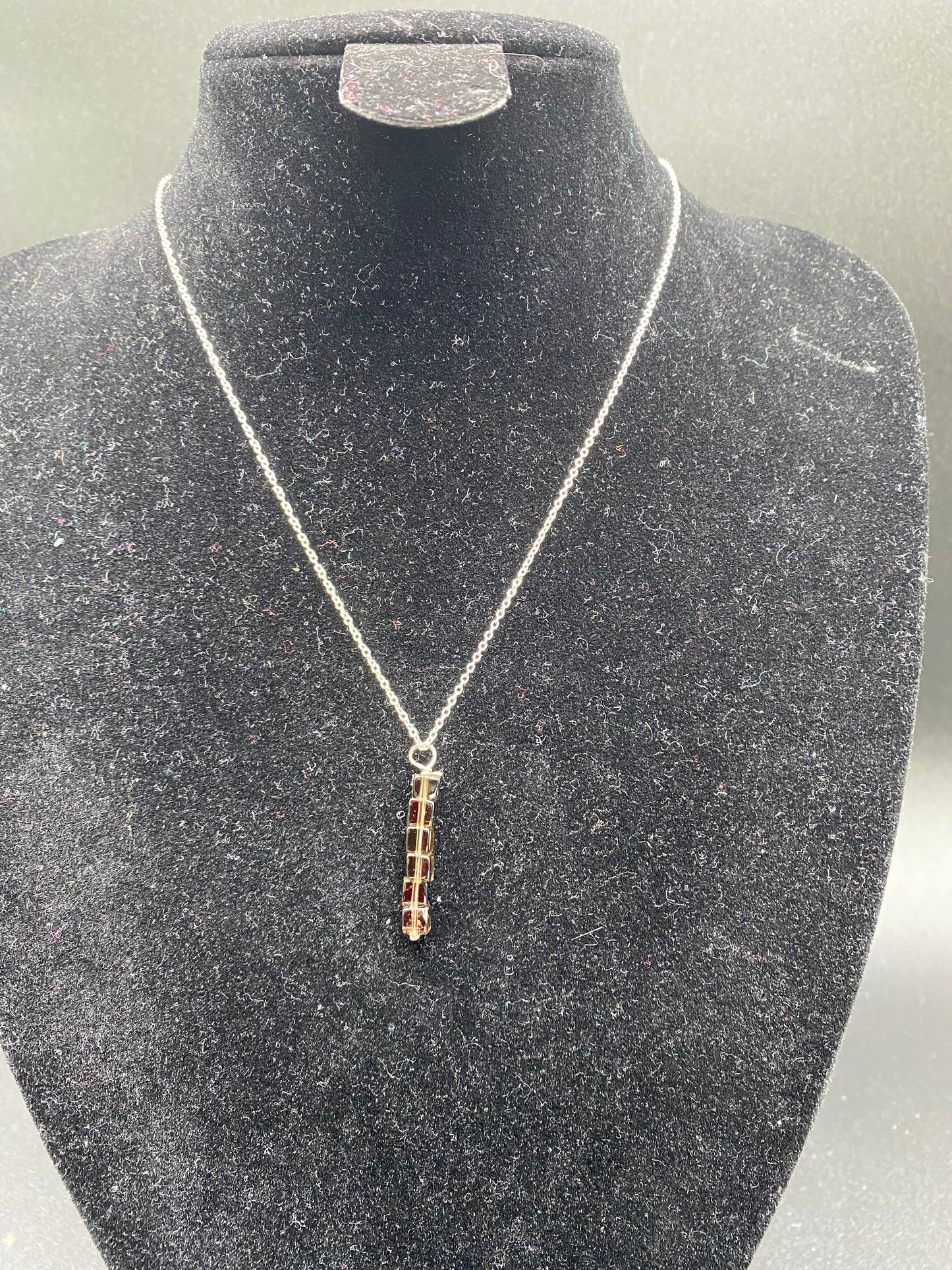 3mm Cube Smoky Quartz Sterling Silver Necklace