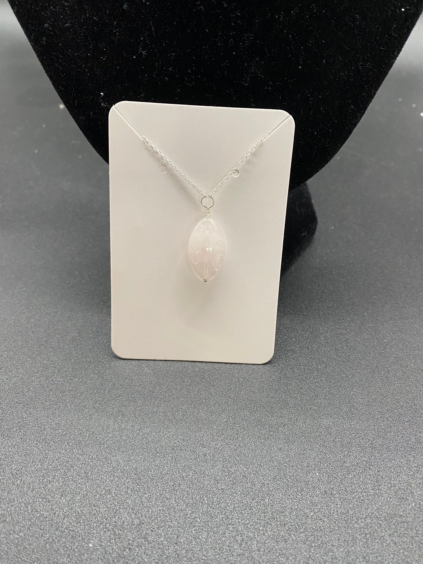 Rose Quartz Marquise Sterling Silver Necklace