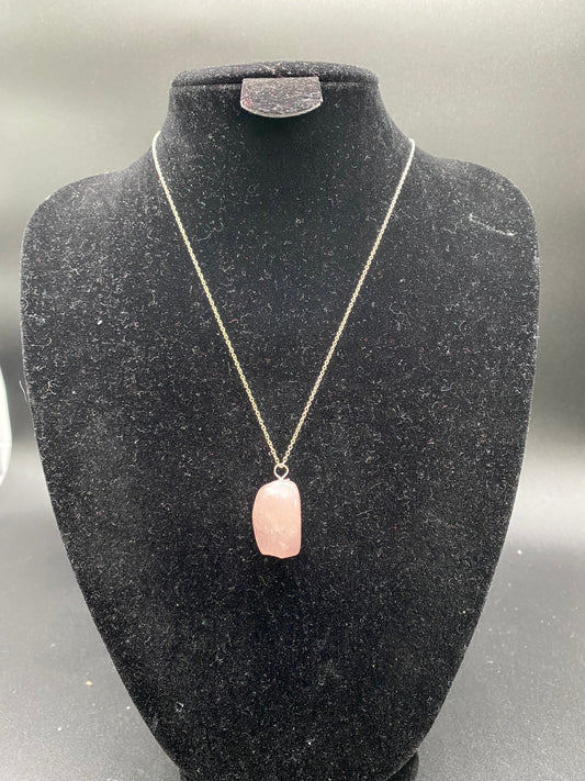 Chunky Rose Quartz Sterling Silver Necklace