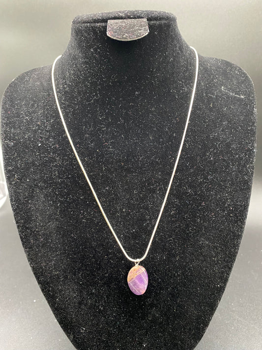 Amethyst Oval Sterling Silver Necklace