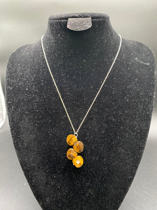 Geometric Tigers Eye Sterling Silver Necklace