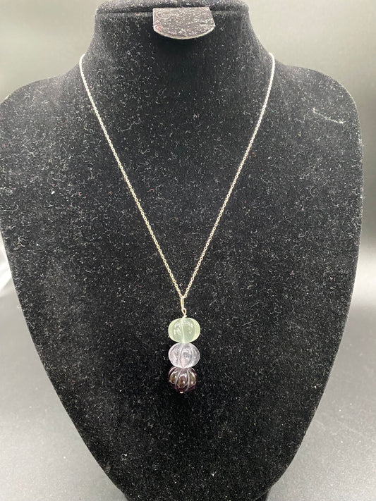 Chunky Fluorite Sterling Silver Necklace