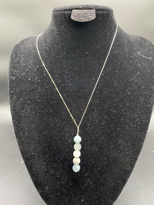 Frosted Aquamarine Sterling Silver Necklace