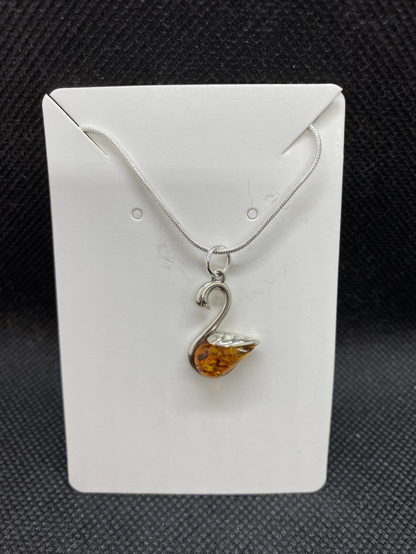 Baltic Amber Swan Sterling Silver Necklace